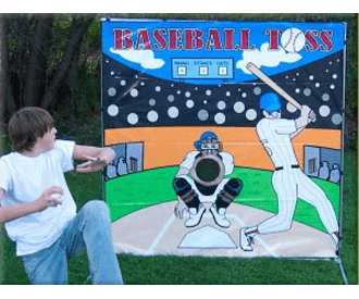 Baseball Toss Backdrop Game Rental
