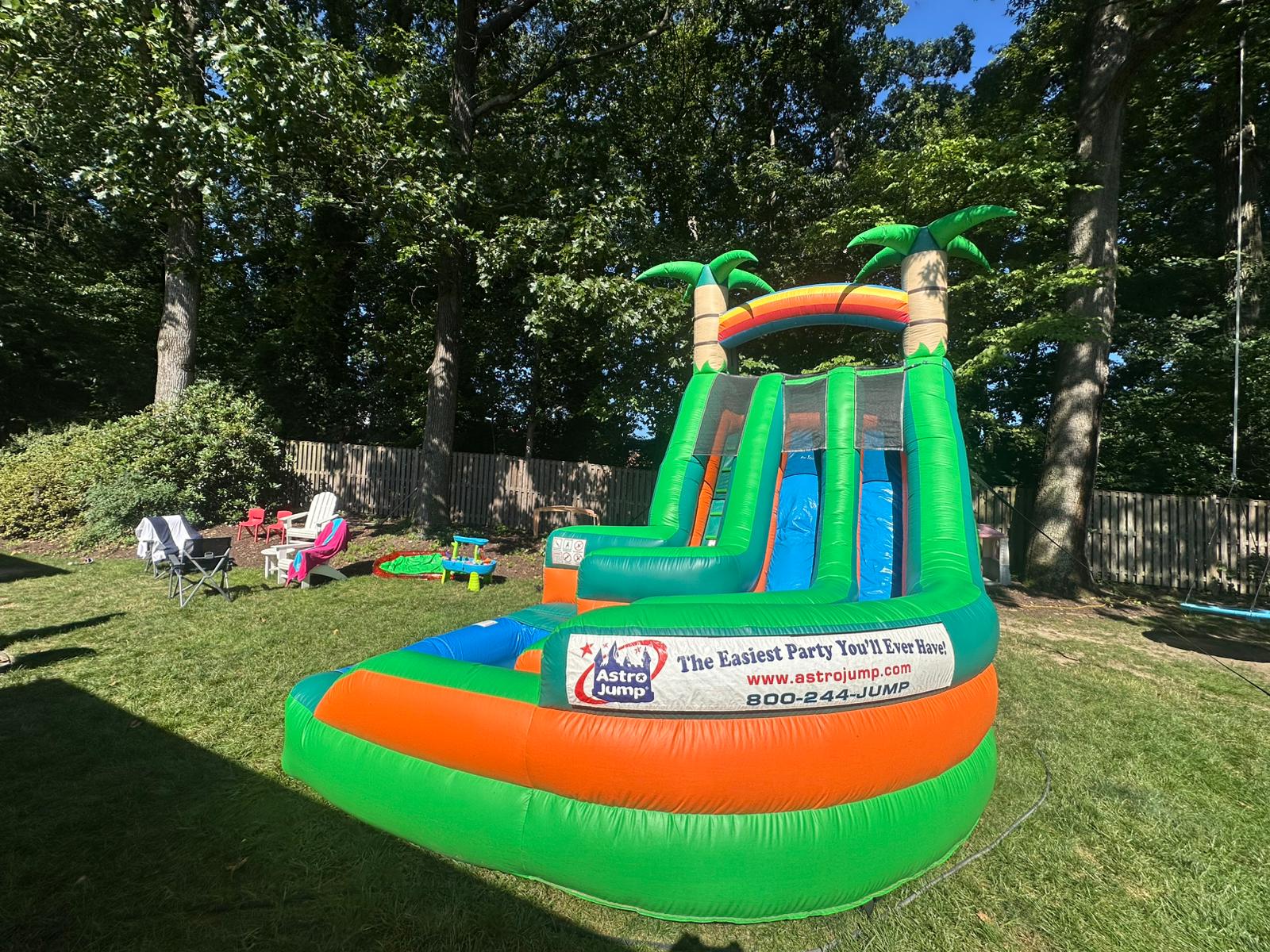 A water slide we rented in a Bethesda backyard